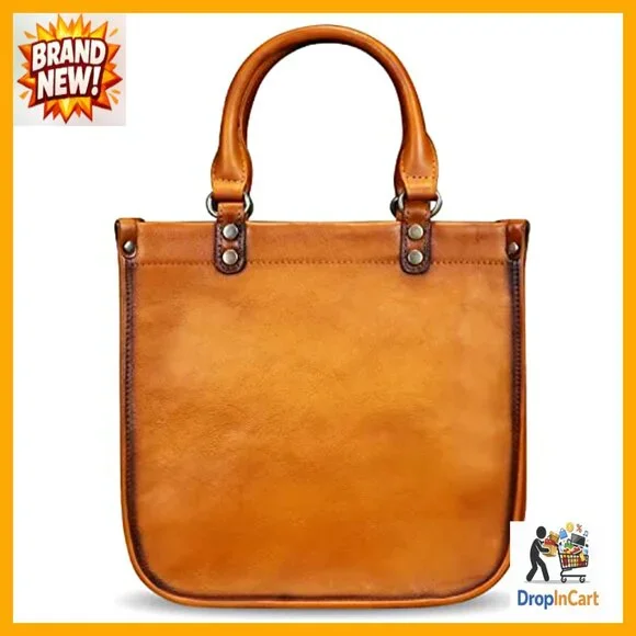 Genuine Leather Satchel Tote Shoulder Crossbody Bag Vintage Retro Chic
